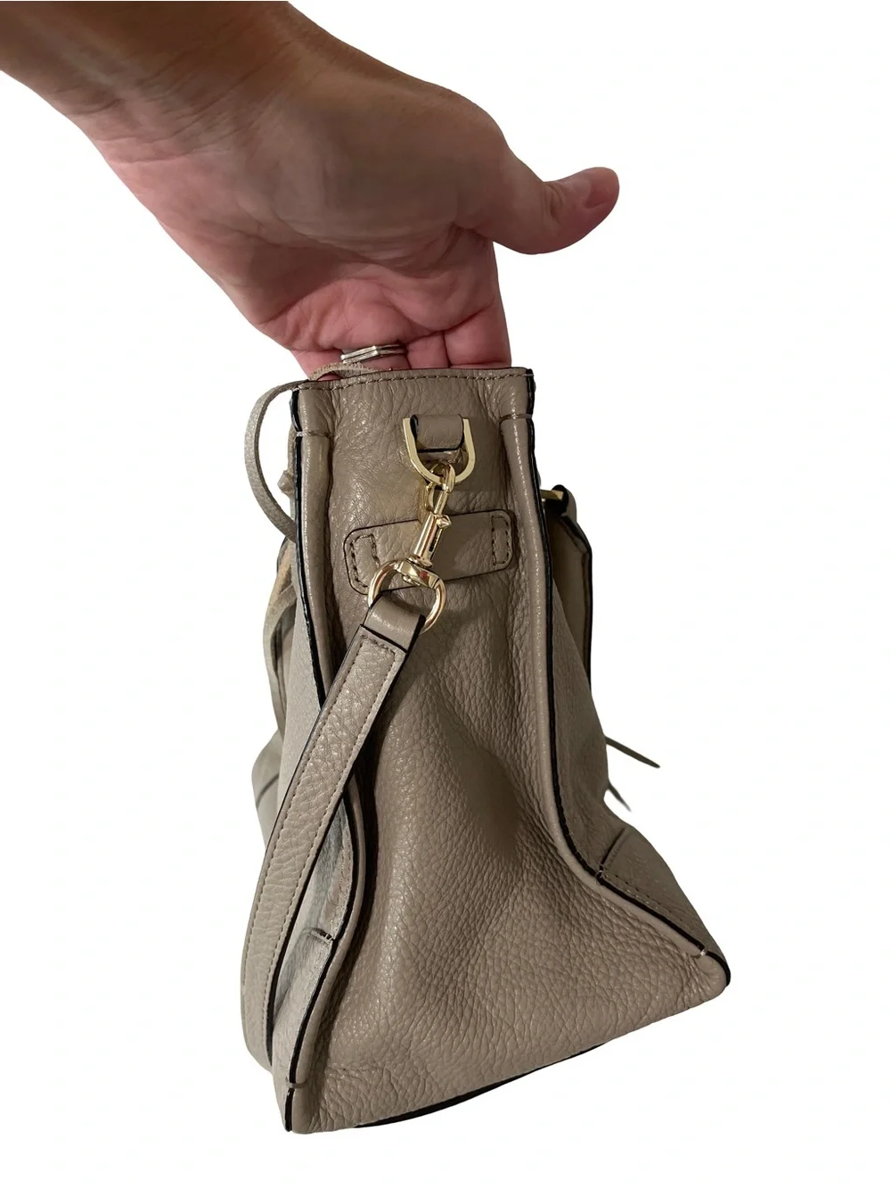 Rebecca Minkoff Khaki Leather Regan Satchel Crossbody Bag